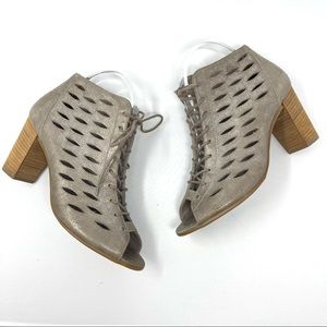 Paul Green Bali Smoke Laci Up Bootie Sandals sz 9